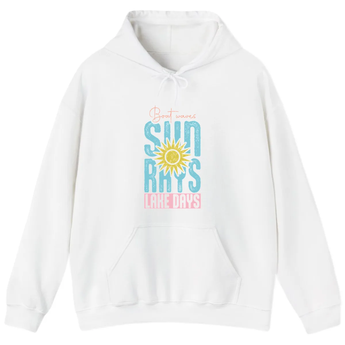 Boat Waves Sun Rays Lake Days Hoodie in White