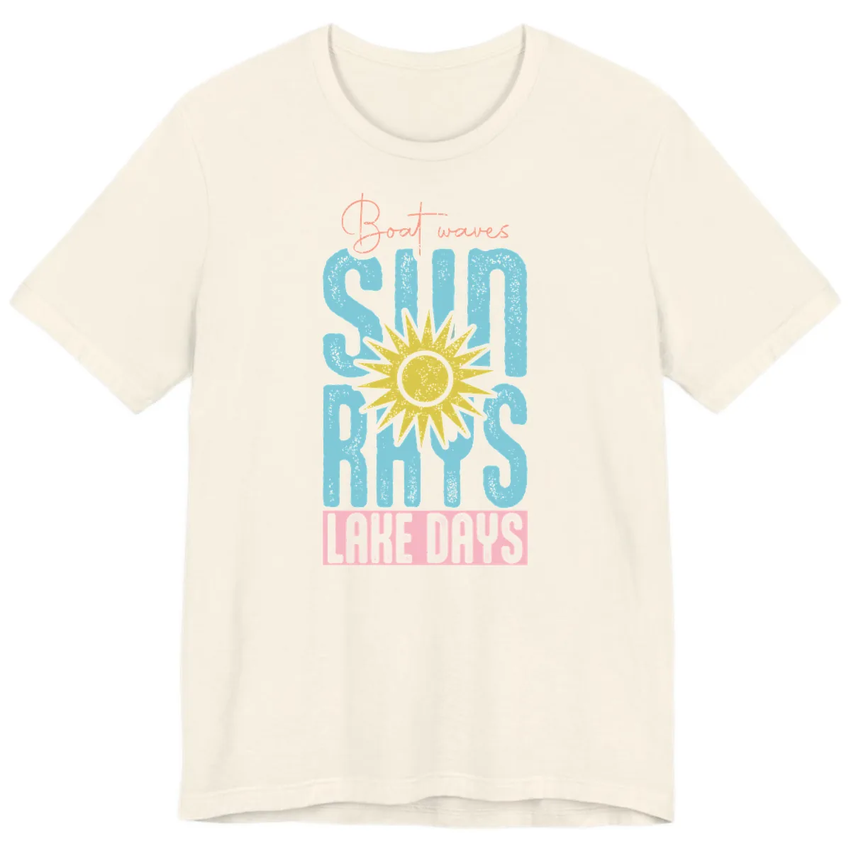 Boat Waves Sun Rays Lake Days Premium T-Shirt in Natural