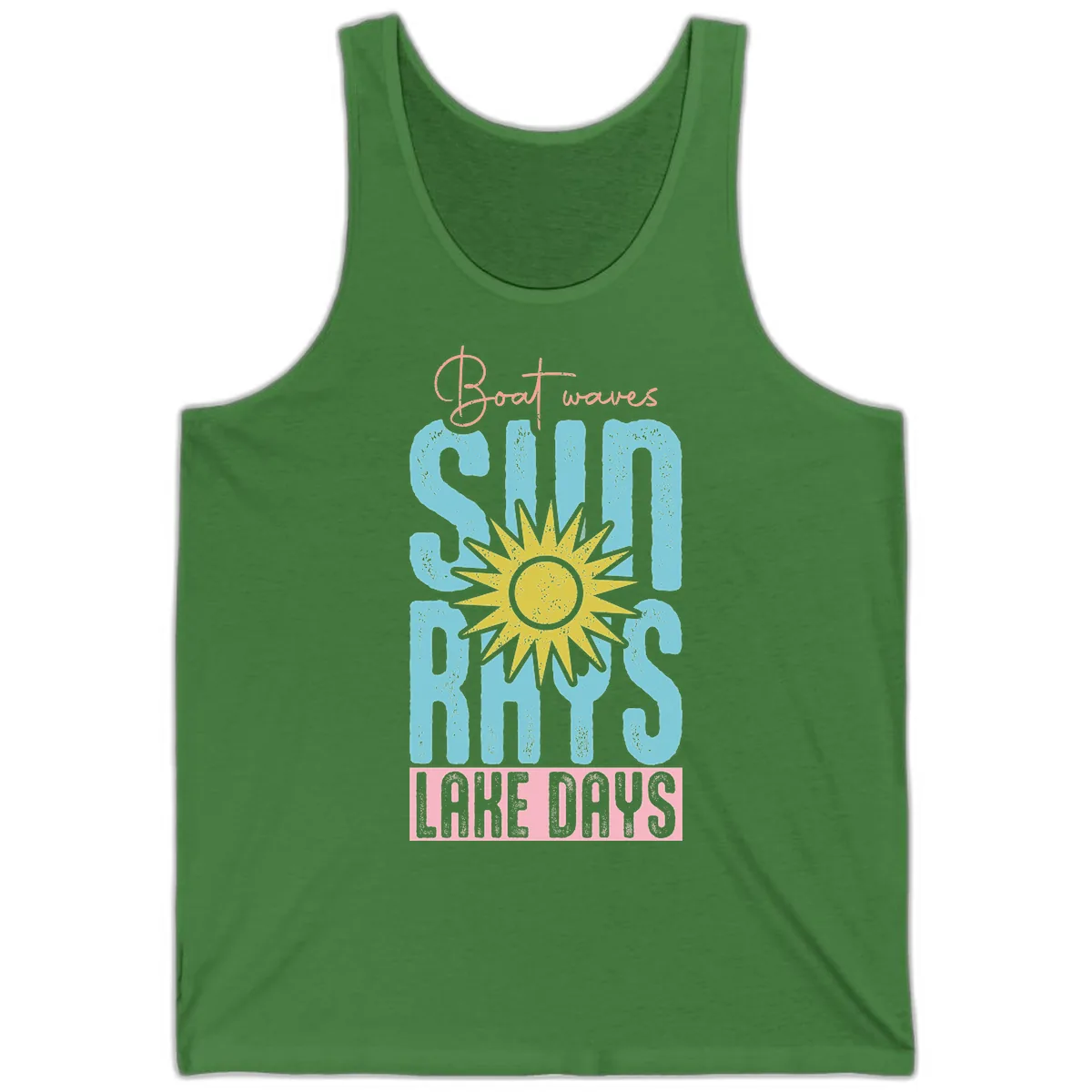 Boat Waves Sun Rays Lake Days Tank in Leaf