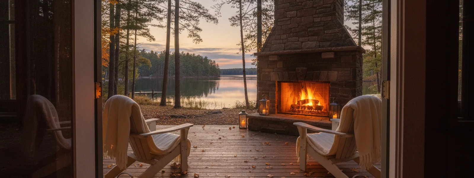 Autumn Evenings: Gathering Around the Cabin Fire - Lake Life Shirt Co