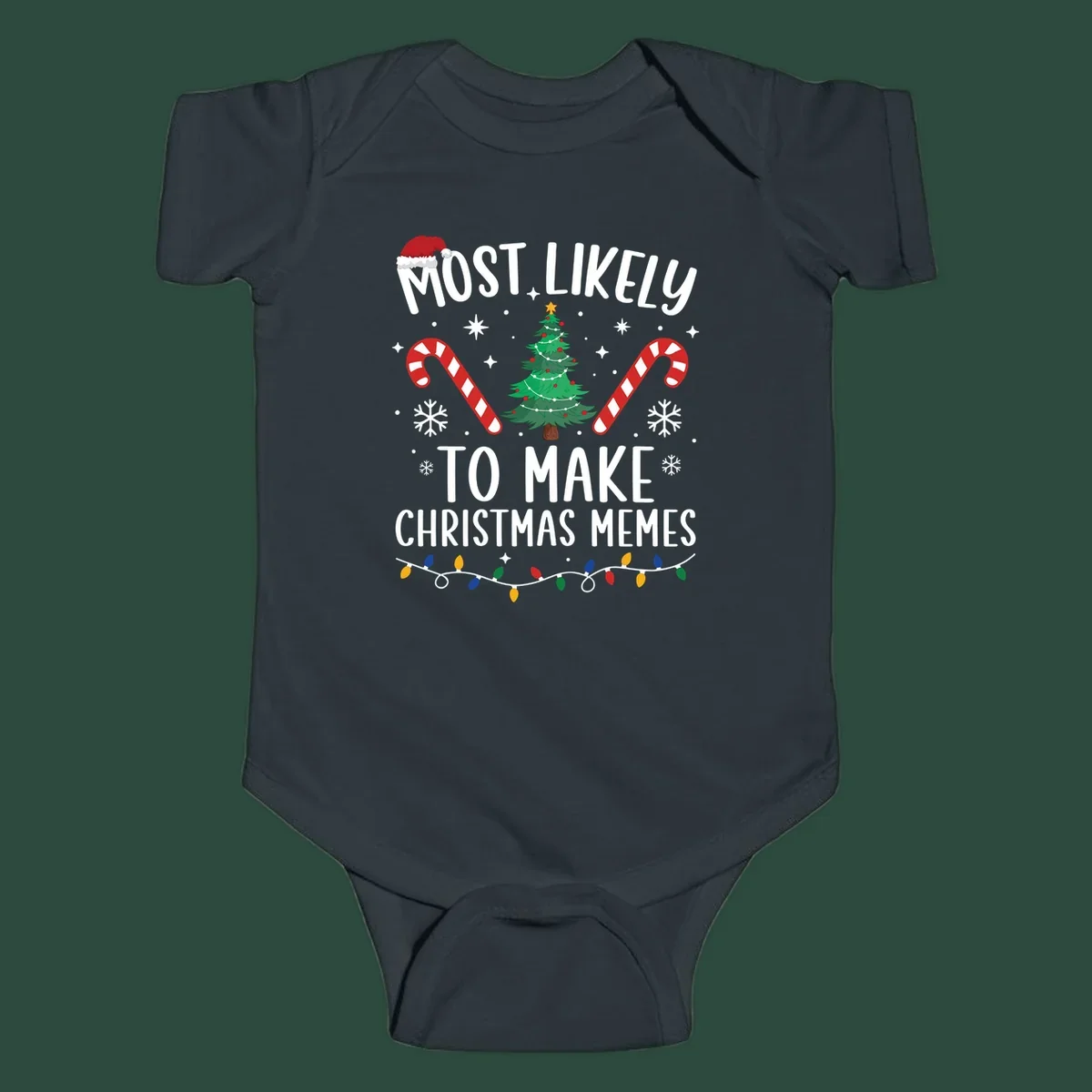 Most Likely To Make Christmas Memes text with festive holiday graphics.