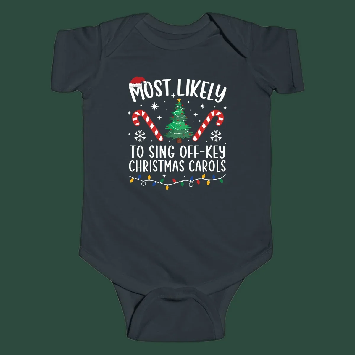 Most Likely To Sing Off-Key Christmas Carols text and holiday graphics