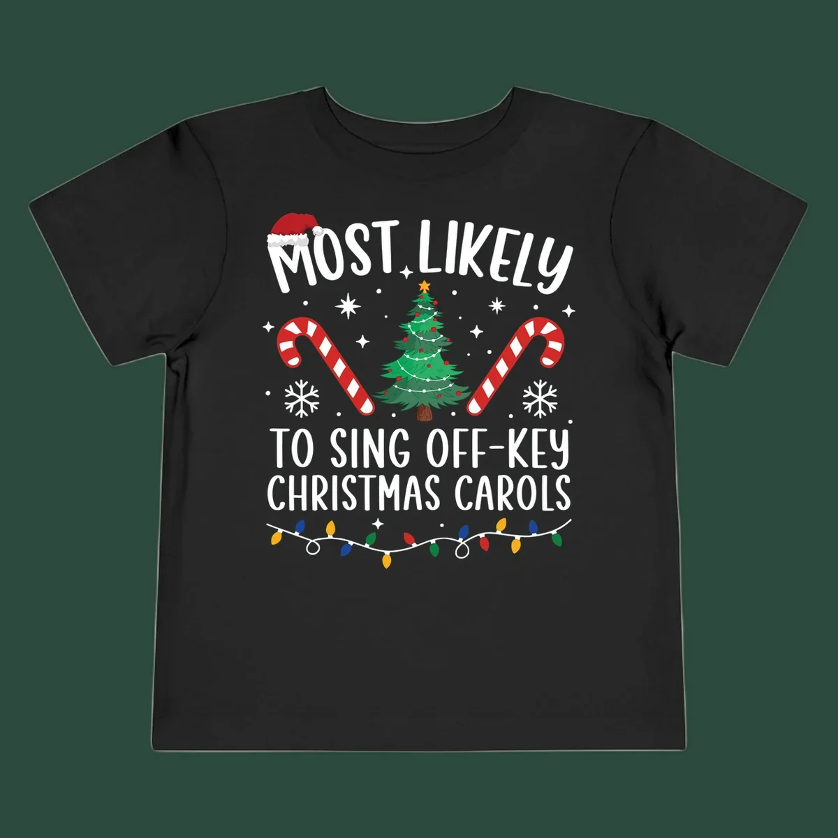 Most Likely To Sing Off-Key Christmas Carols text and holiday graphics