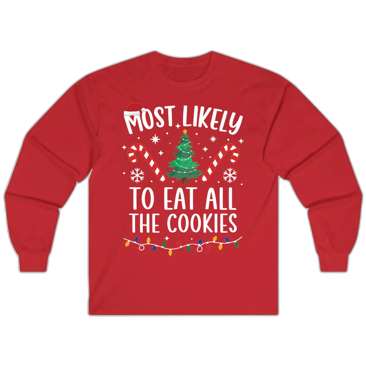 Most Likely To Eat All The Cookies Long Sleeve in Red