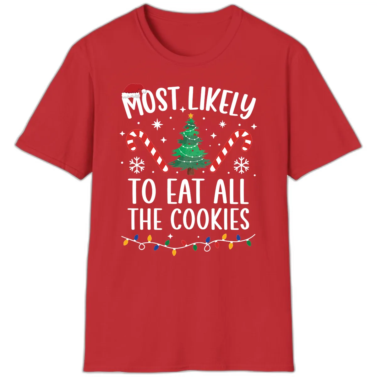Most Likely To Eat All The Cookies T-Shirt in Red