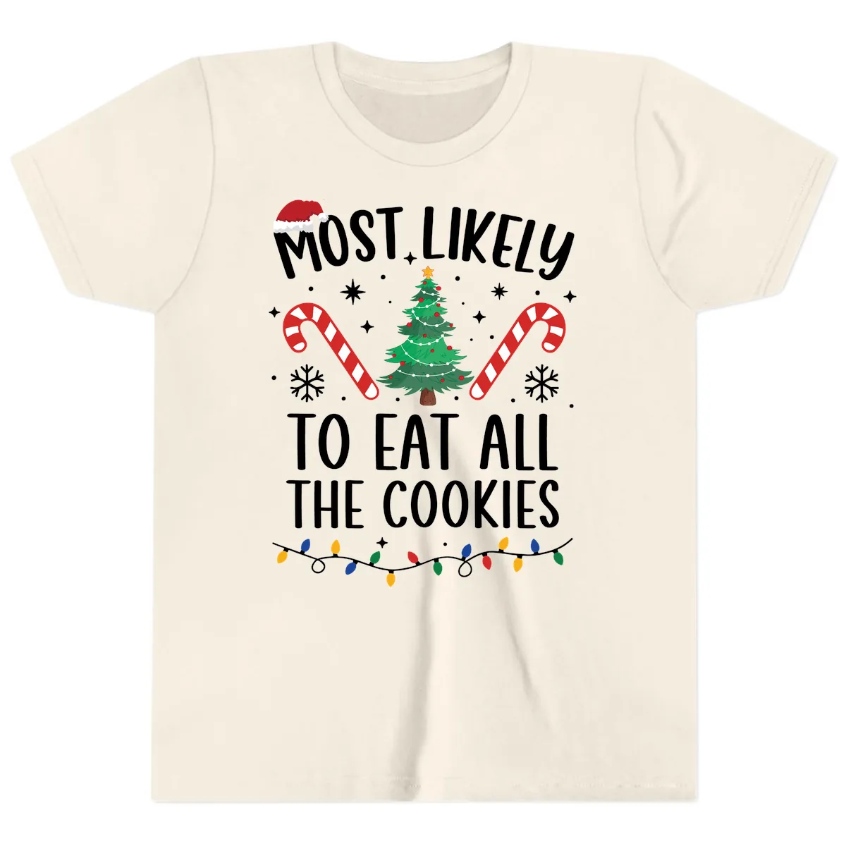 Most Likely To Eat All The Cookies Youth T-Shirt in Natural