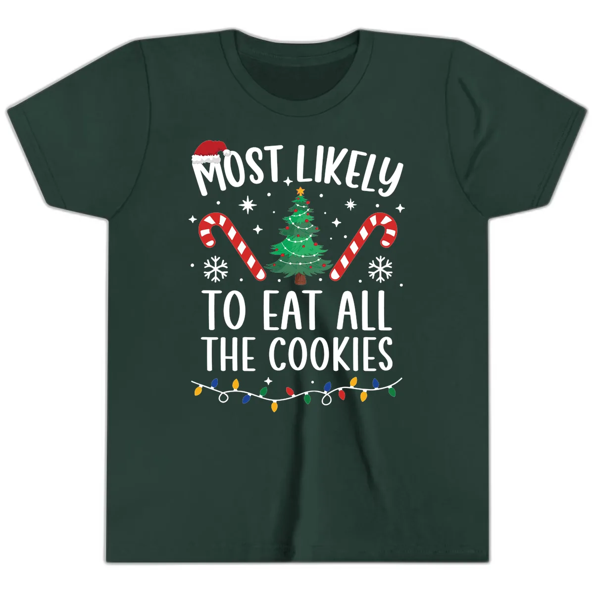 Most Likely To Eat All The Cookies Youth T-Shirt in Forest