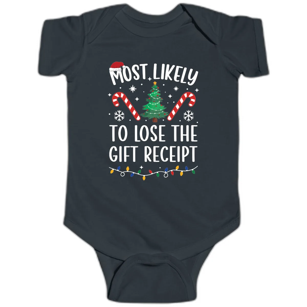 Most Likely To Lose The Gift Receipt Baby Onesie in Black