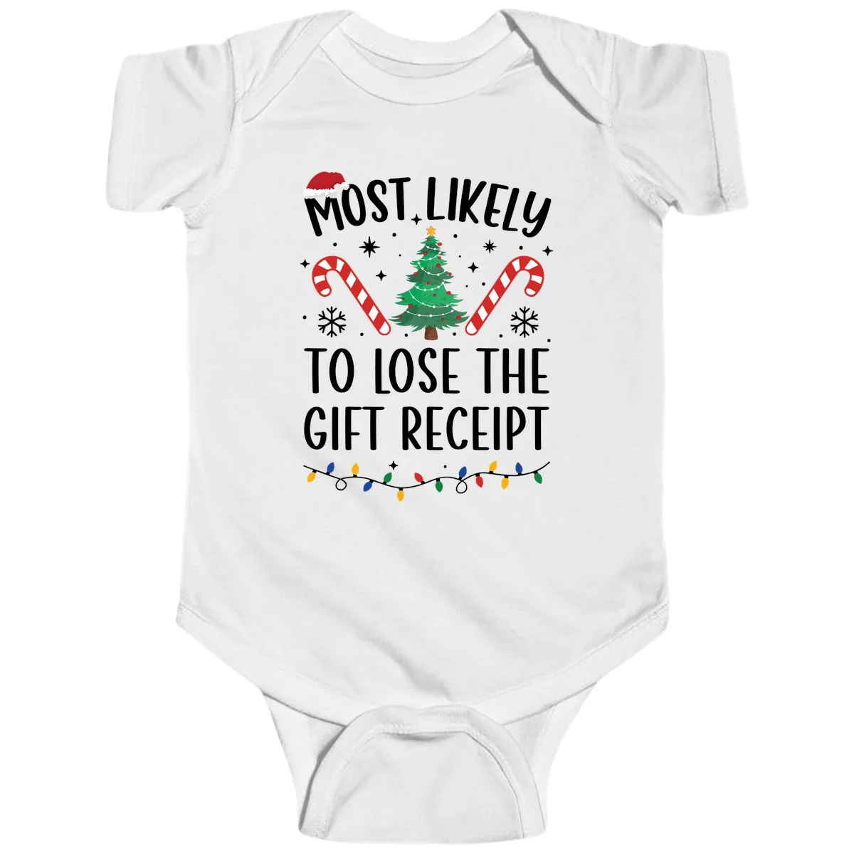 Most Likely To Lose The Gift Receipt Baby Onesie in White