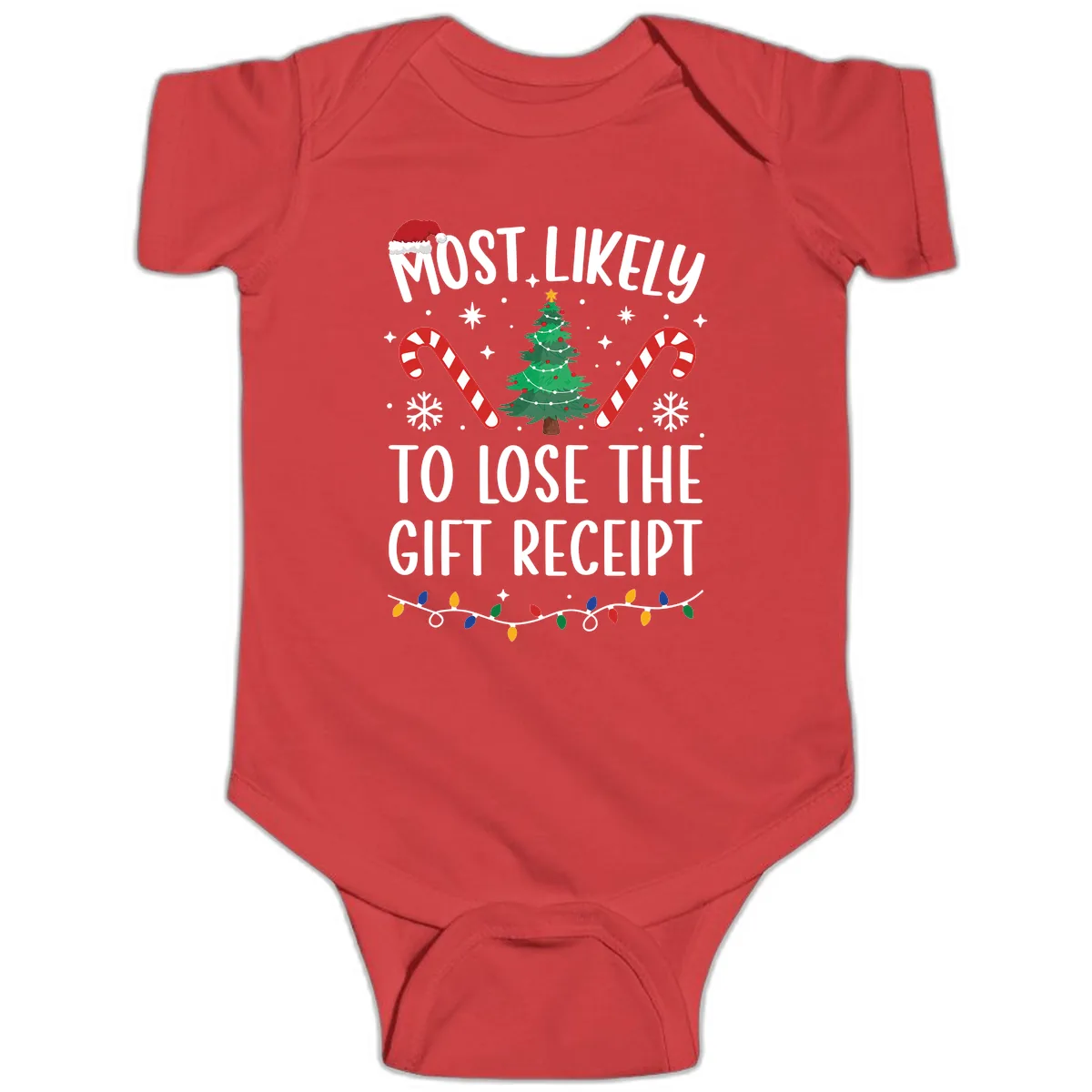 Most Likely To Lose The Gift Receipt Baby Onesie in Red