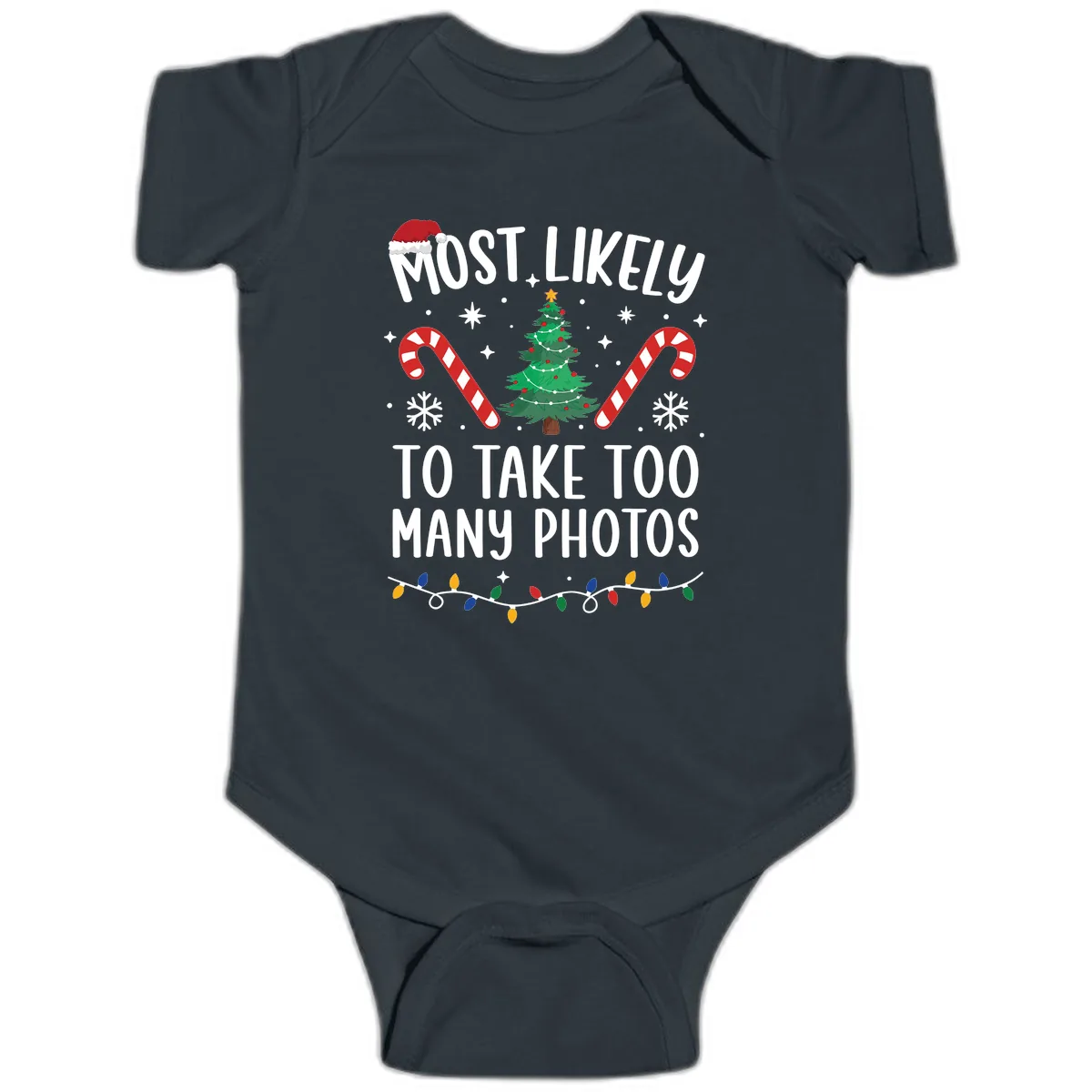 Most Likely To Take Too Many Photos Baby Onesie in Black