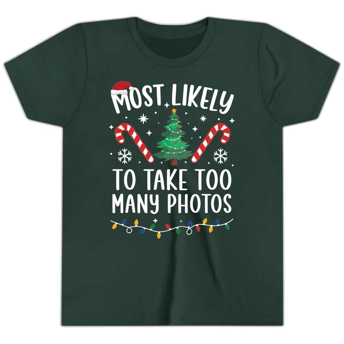 Most Likely To Take Too Many Photos Youth T-Shirt in Forest