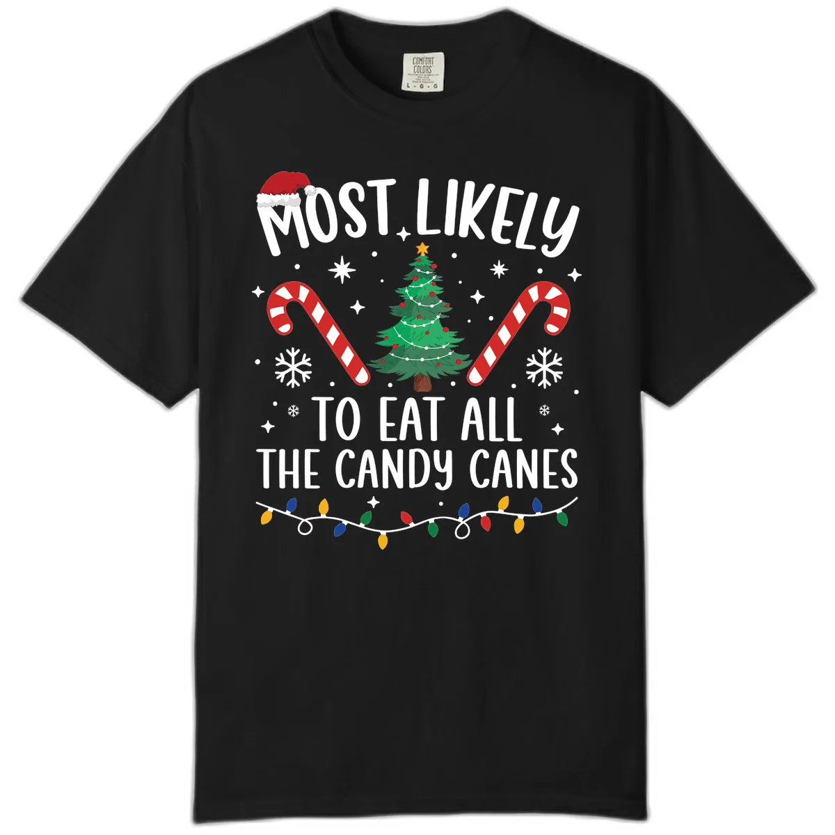 Most Likely To Eat Candy Canes Christmas Comfort Color in Black