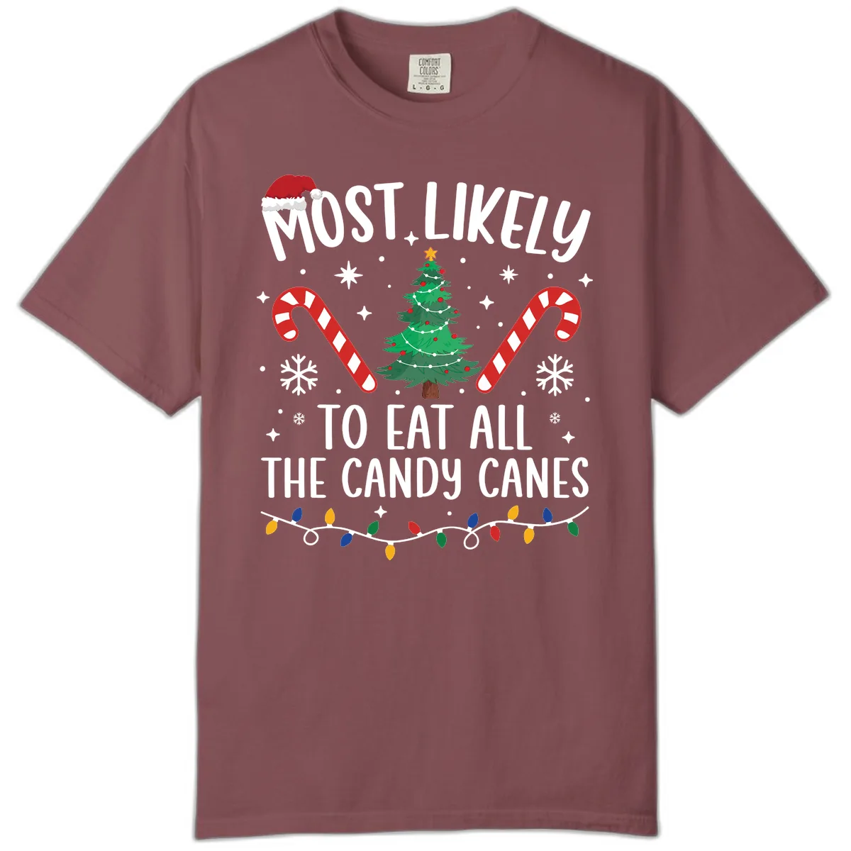 Most Likely To Eat Candy Canes Christmas Comfort Color in Brick