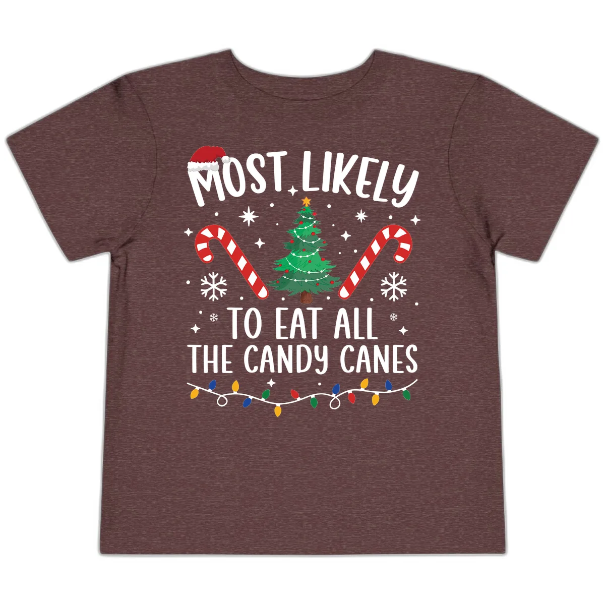 Most Likely To Eat Candy Canes Christmas Toddler T-Shirt in Heather Maroon