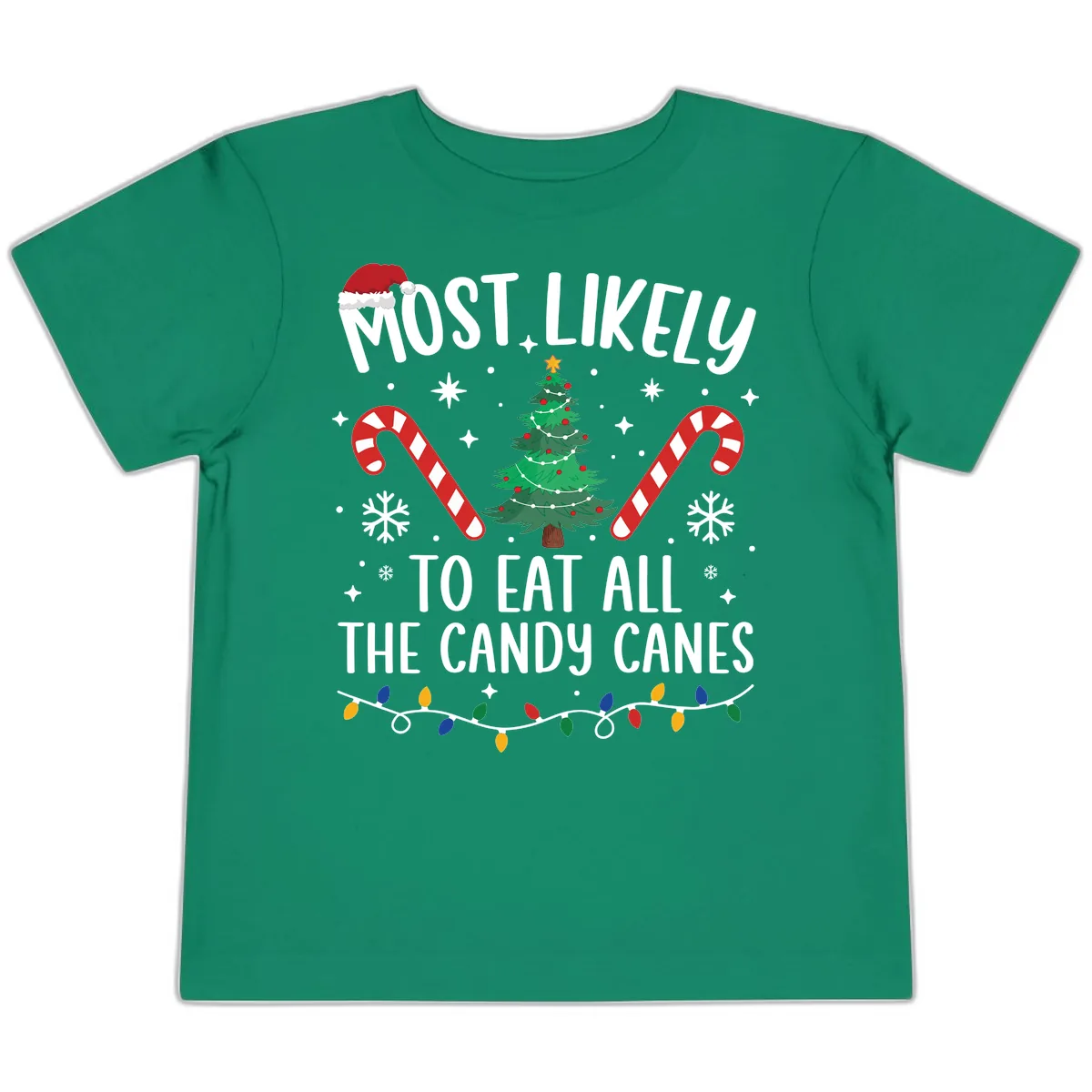 Most Likely To Eat Candy Canes Christmas Toddler T-Shirt in Kelly