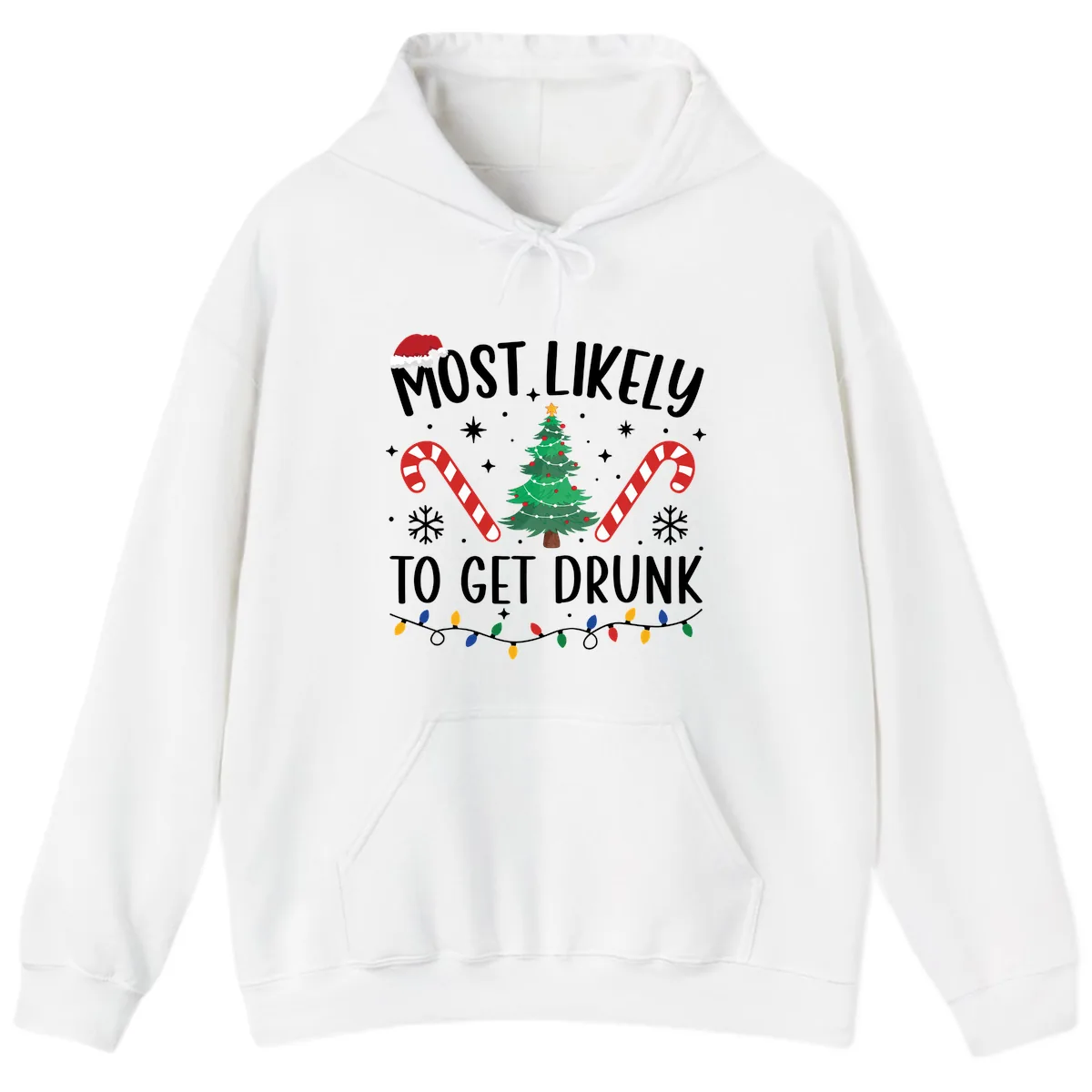 Most Likely To Get Drunk Christmas Hoodie in White