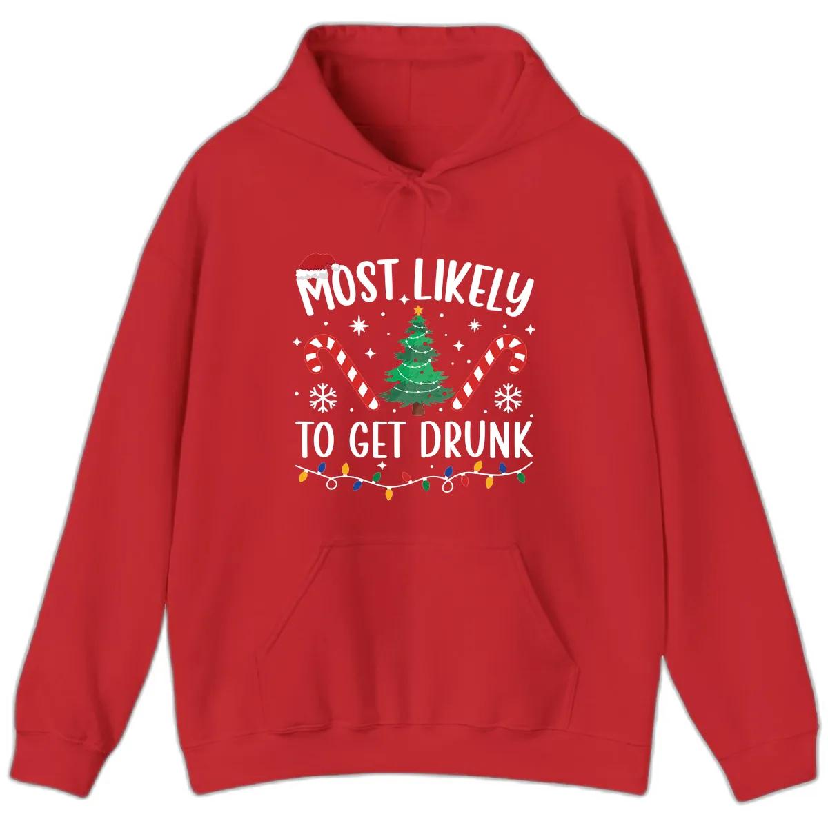 Most Likely To Get Drunk Christmas Hoodie in Red