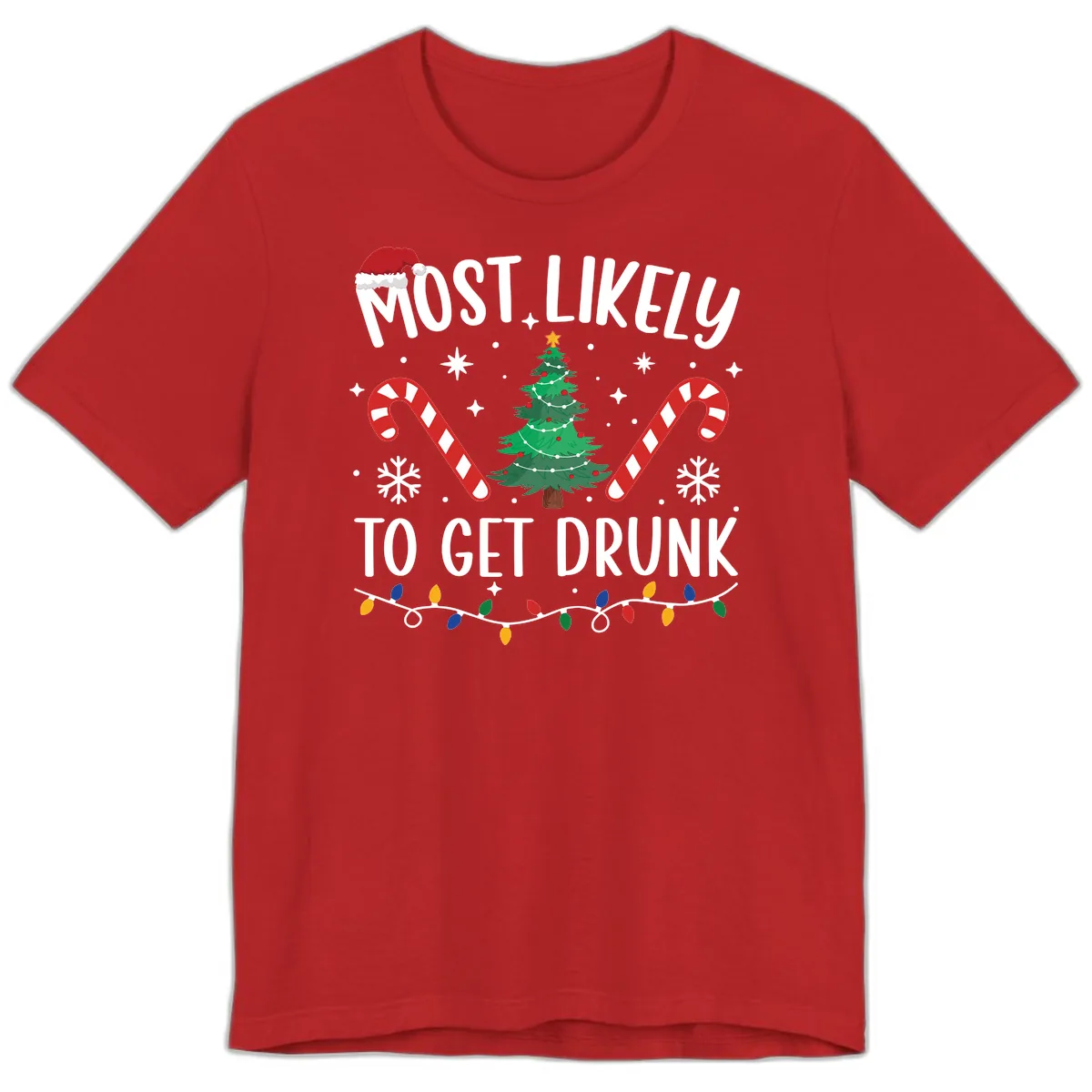 Most Likely To Get Drunk Christmas Premium T-Shirt in Red
