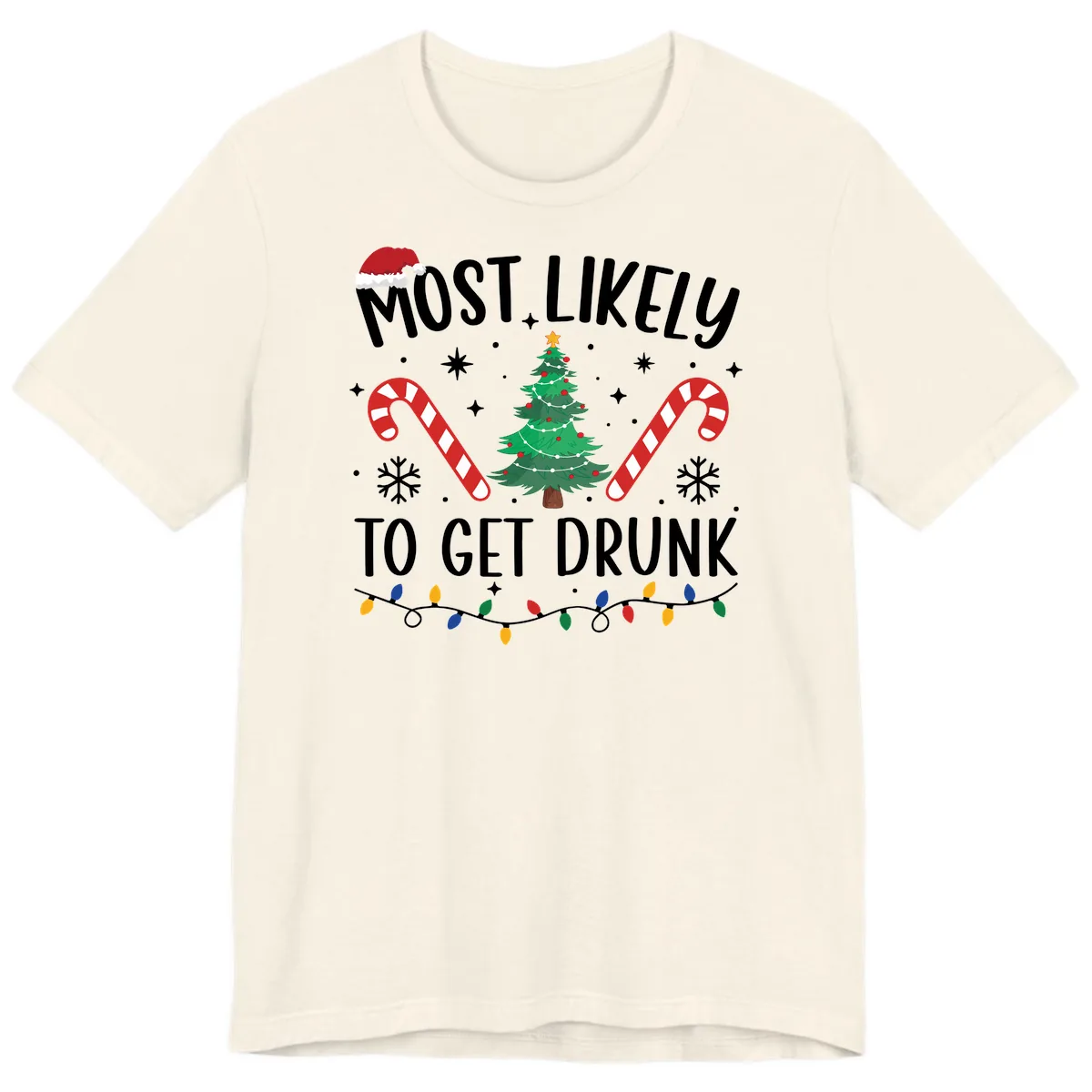 Most Likely To Get Drunk Christmas Premium T-Shirt in Natural