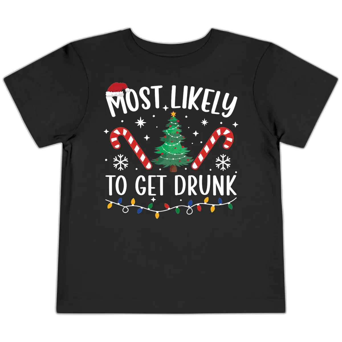 Most Likely To Get Drunk Christmas Toddler T-Shirt in Black