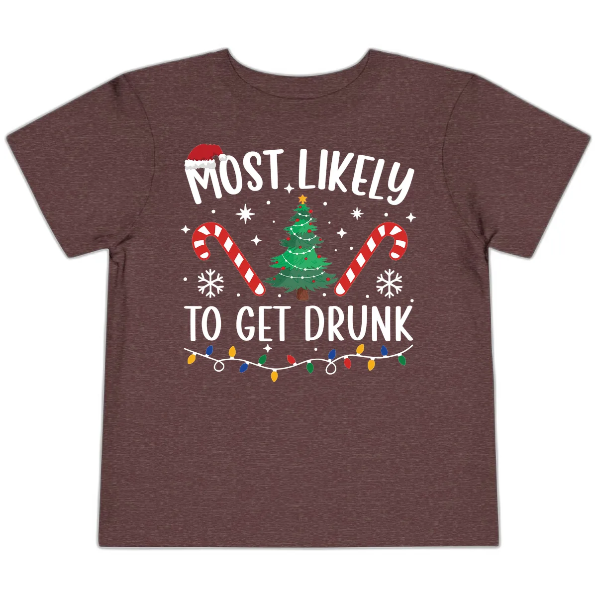 Most Likely To Get Drunk Christmas Toddler T-Shirt in Heather Maroon