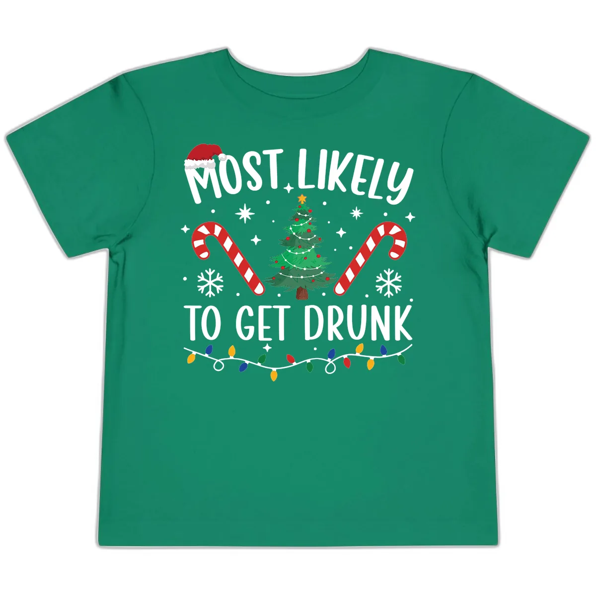 Most Likely To Get Drunk Christmas Toddler T-Shirt in Kelly