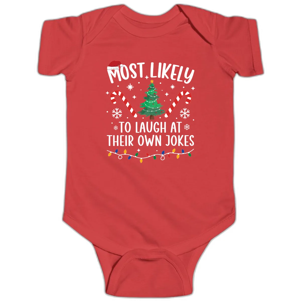Most Likely To Laugh At Their Own Jokes Baby Onesie in Red