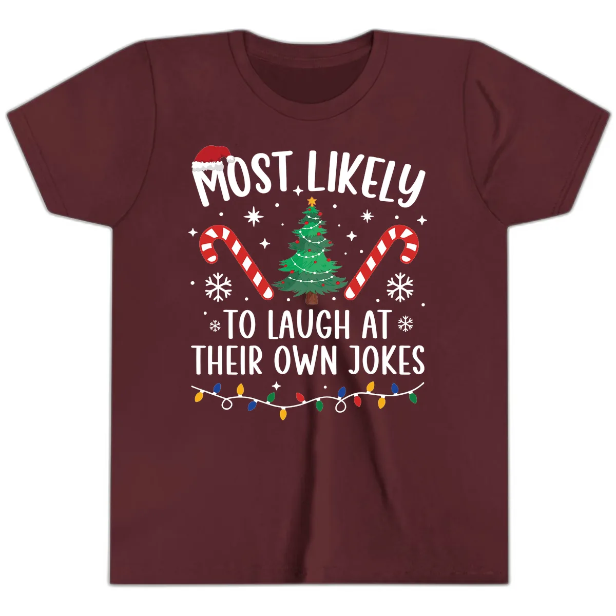 Most Likely To Laugh At Their Own Jokes Youth T-Shirt in Maroon