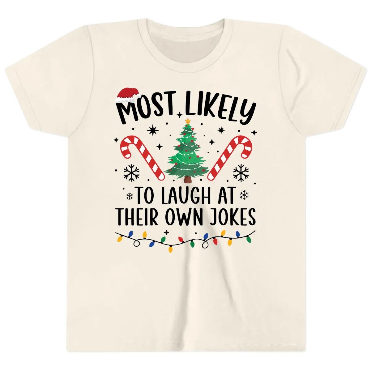 Most Likely To Laugh At Their Own Jokes Youth T-Shirt in Natural