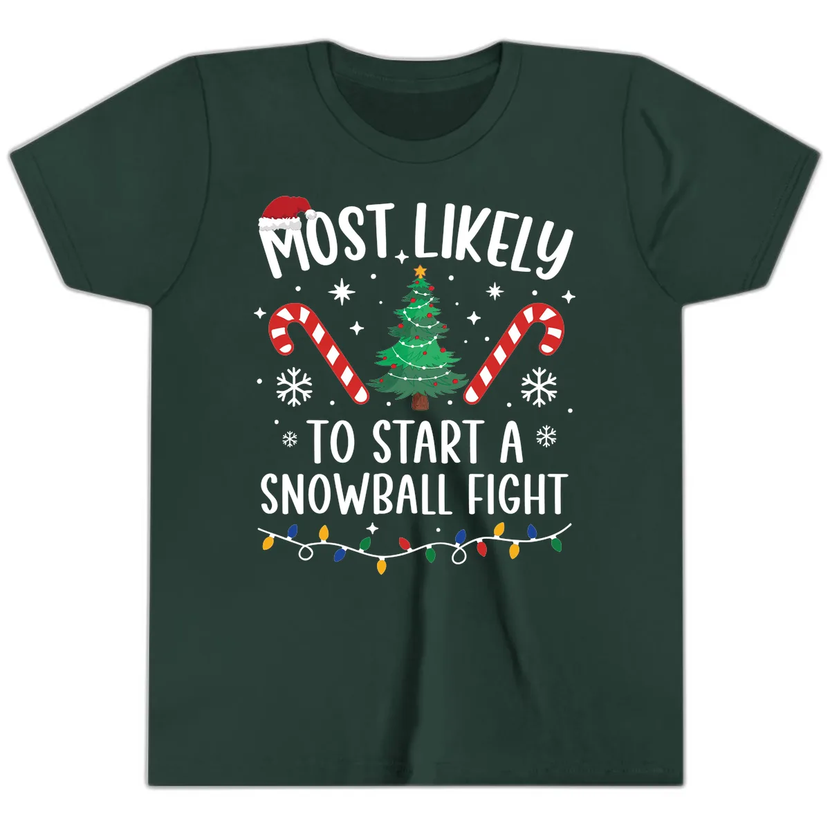 Most Likely To Start A Snowball Fight Youth T-Shirt in Forest