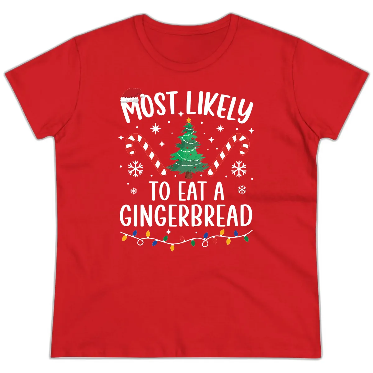 Most Likely To Eat A Gingerbread Ladies Tee in Red