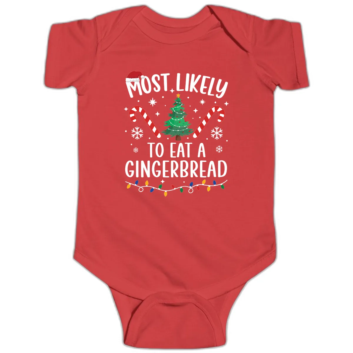 Most Likely To Eat A Gingerbread Baby Onesie in Red