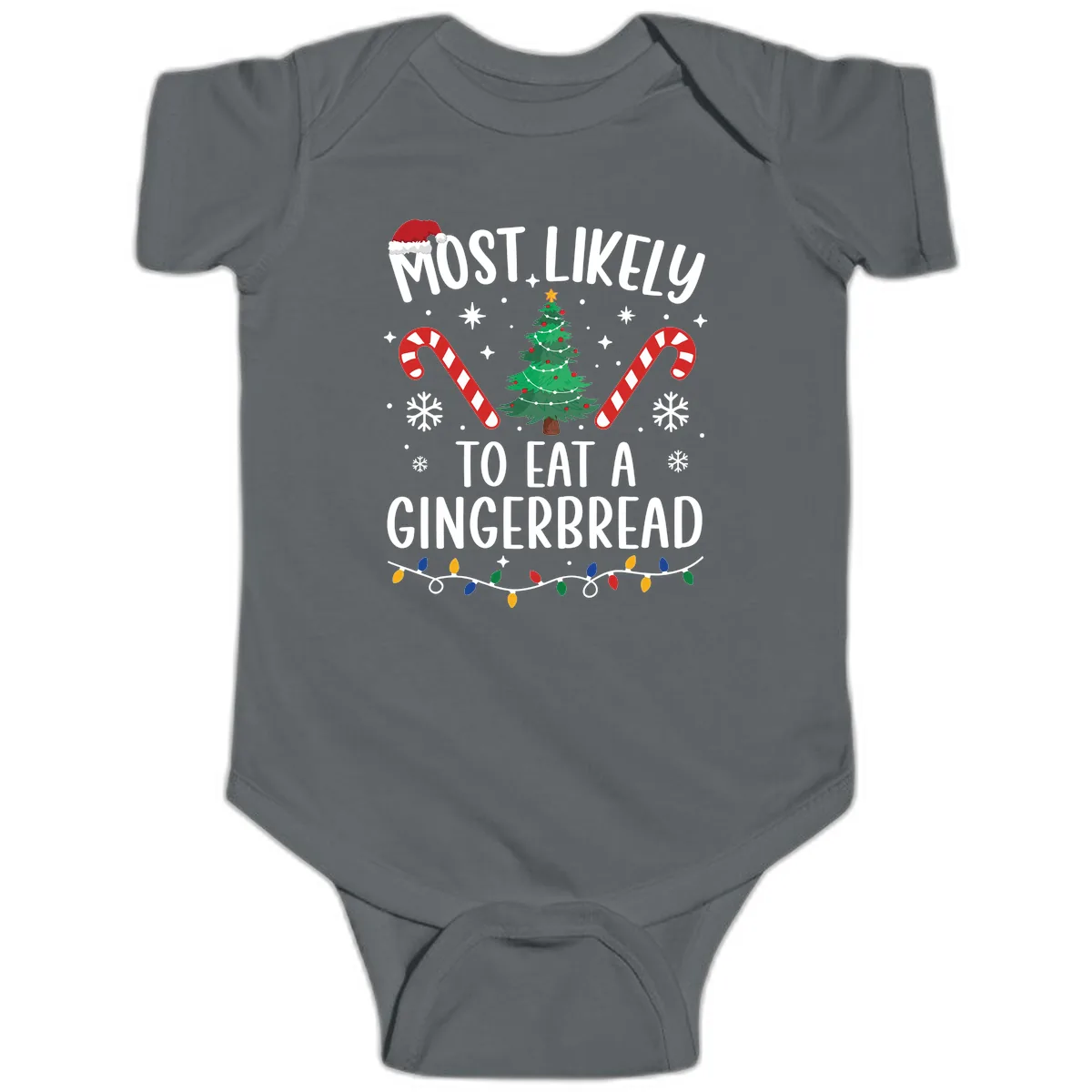 Most Likely To Eat A Gingerbread Baby Onesie in Charcoal
