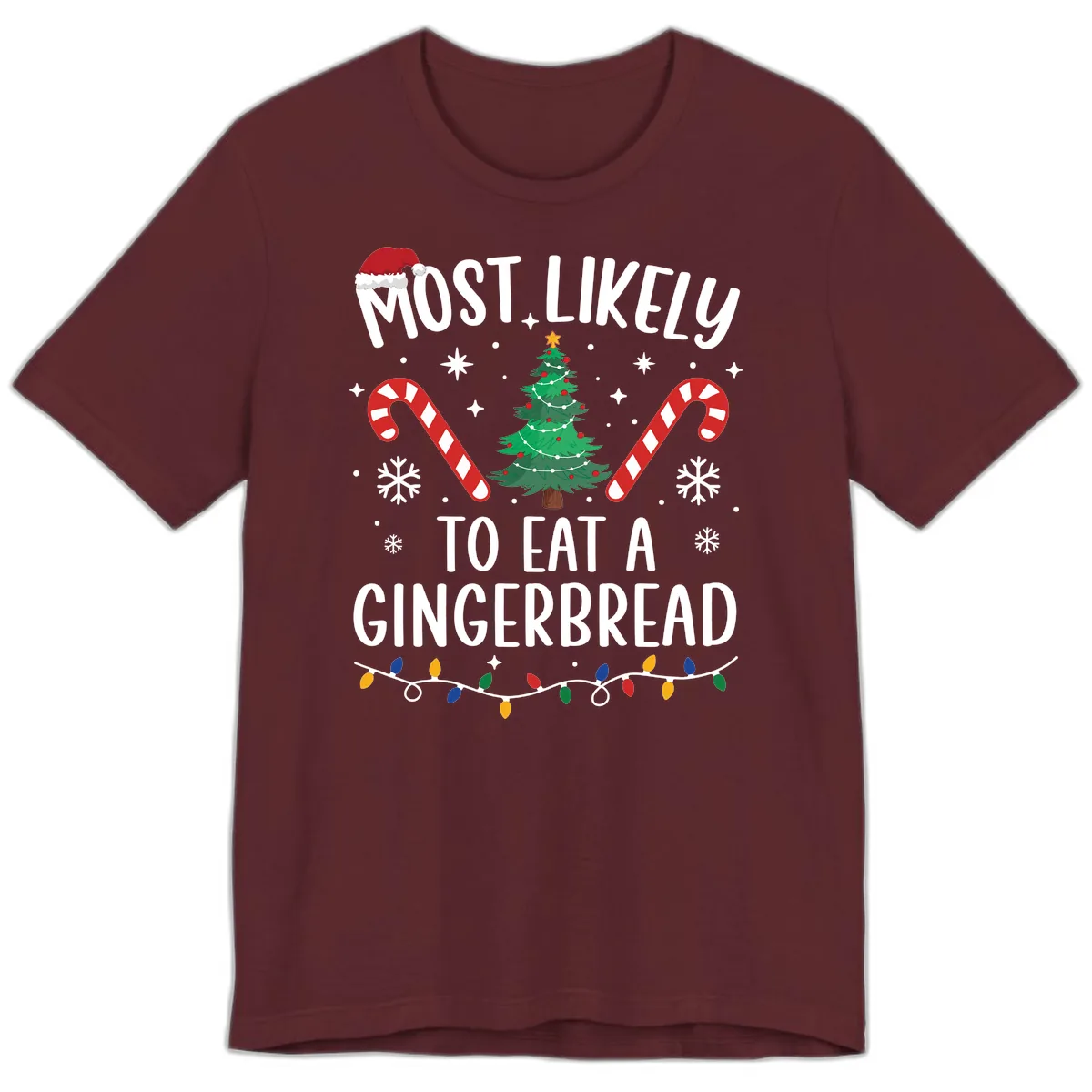 Most Likely To Eat A Gingerbread Premium T-Shirt in Maroon