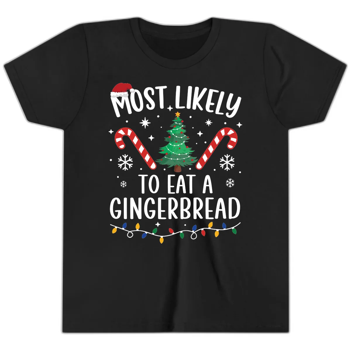 Most Likely To Eat A Gingerbread Youth T-Shirt in Black