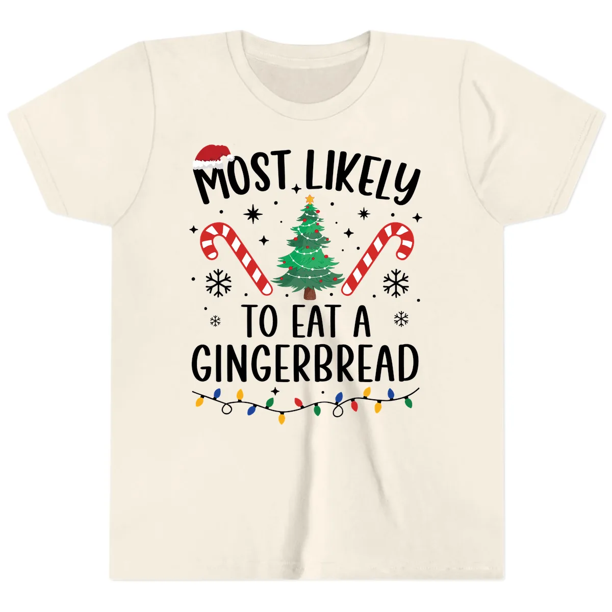 Most Likely To Eat A Gingerbread Youth T-Shirt in Natural