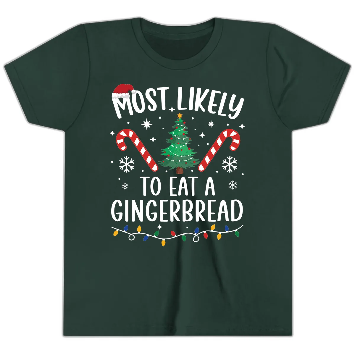 Most Likely To Eat A Gingerbread Youth T-Shirt in Forest