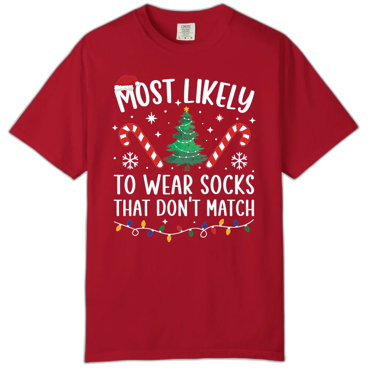 Most Likely To Wear Mismatched Socks Comfort Color in Red