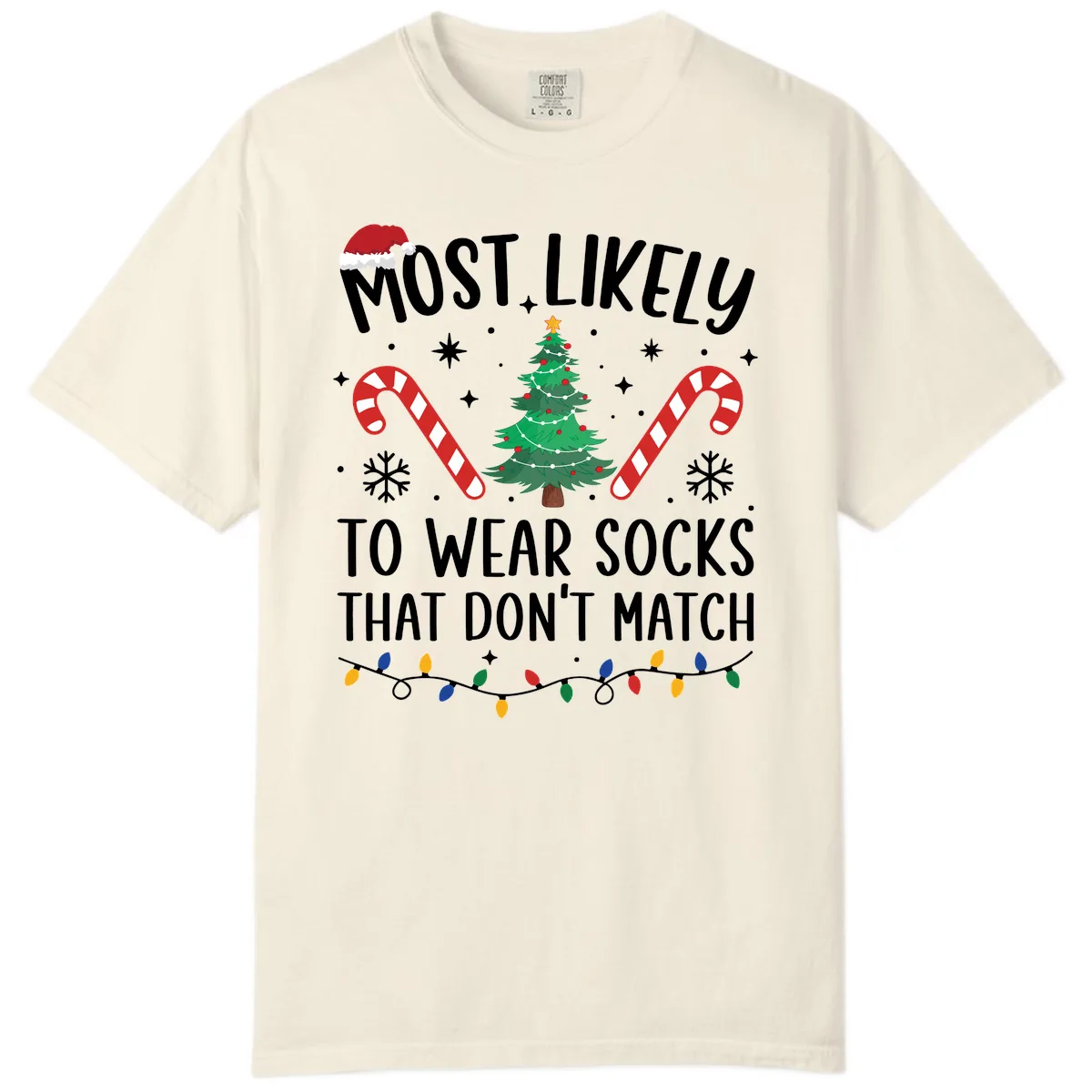 Most Likely To Wear Mismatched Socks Comfort Color in Ivory