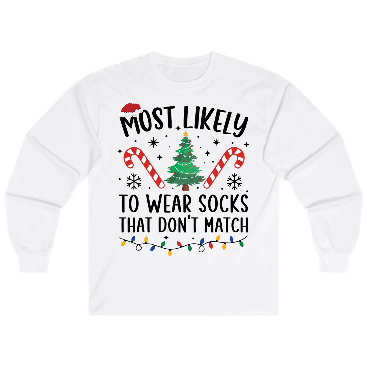 Most Likely To Wear Mismatched Socks Long Sleeve in White