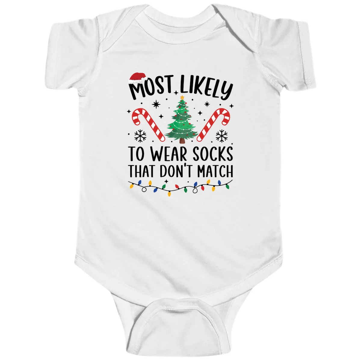 Most Likely To Wear Mismatched Socks Baby Onesie in White