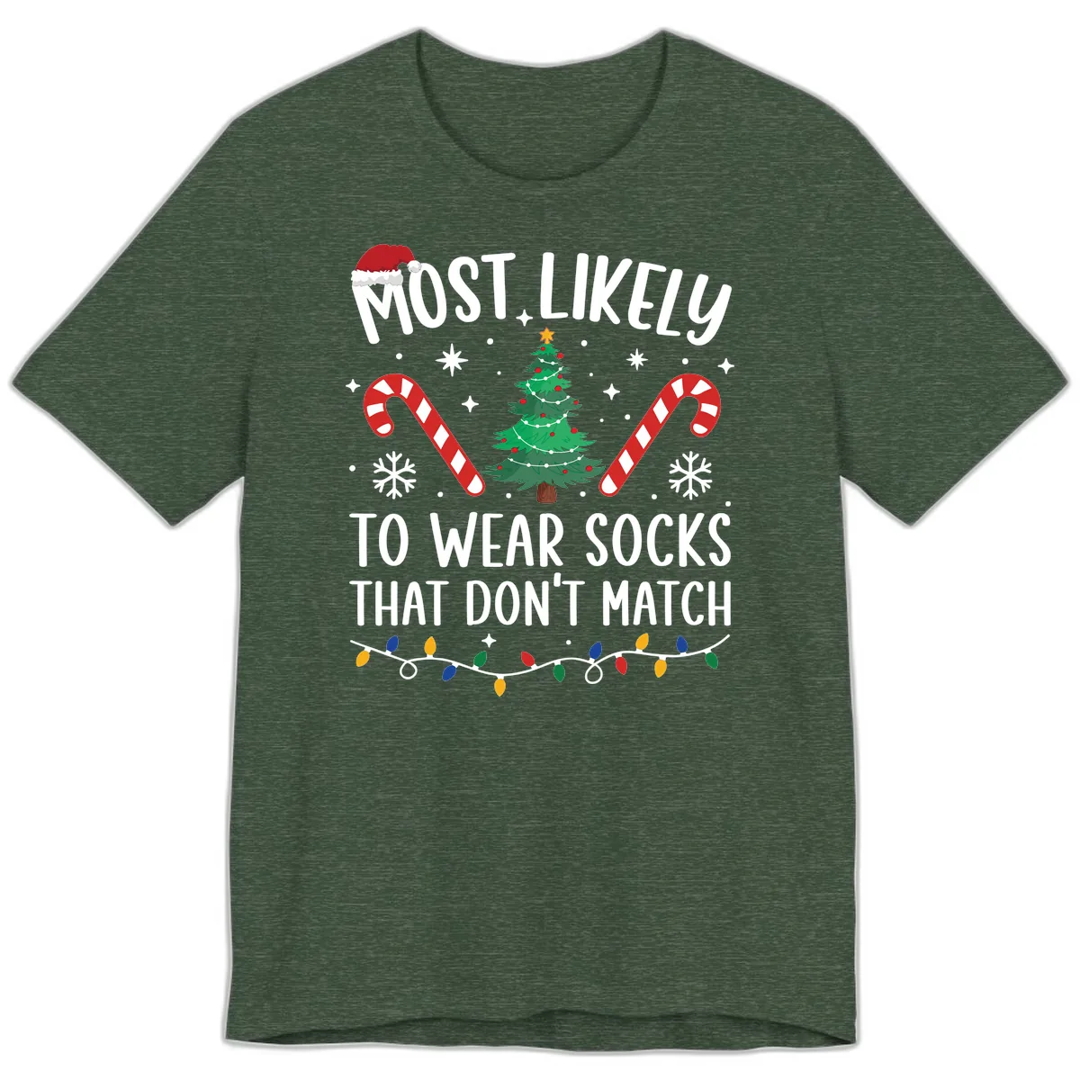 Most Likely To Wear Mismatched Socks Premium T-Shirt in Heather Forest