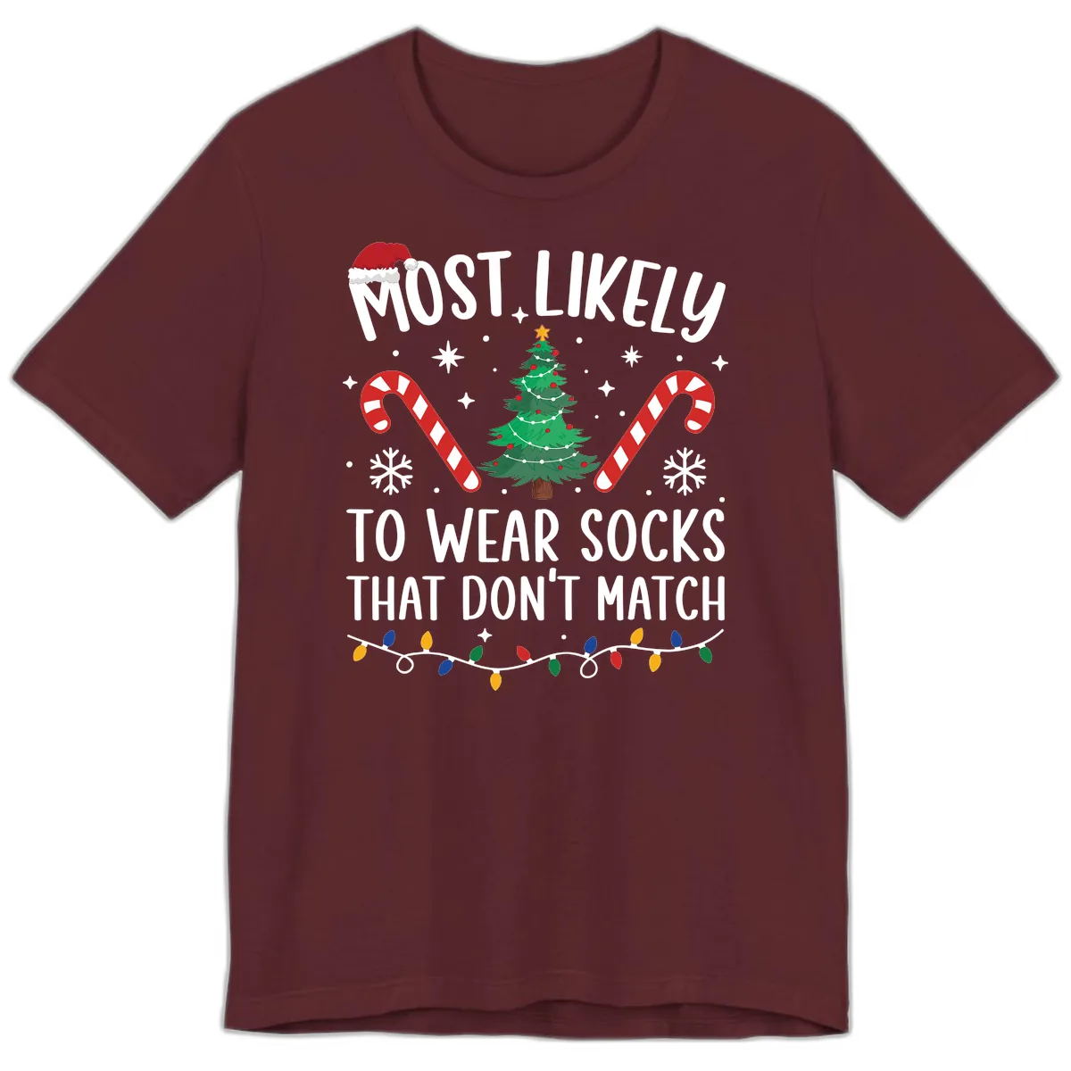 Most Likely To Wear Mismatched Socks Premium T-Shirt in Maroon