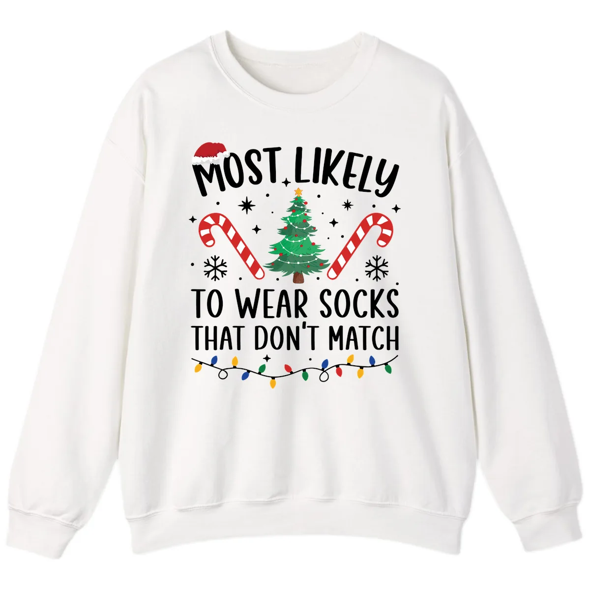 Most Likely To Wear Mismatched Socks Sweatshirt in White