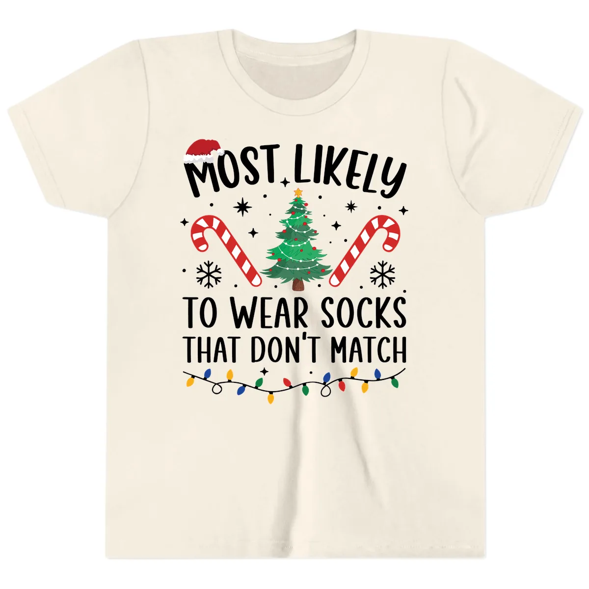 Most Likely To Wear Mismatched Socks Youth T-Shirt in Natural