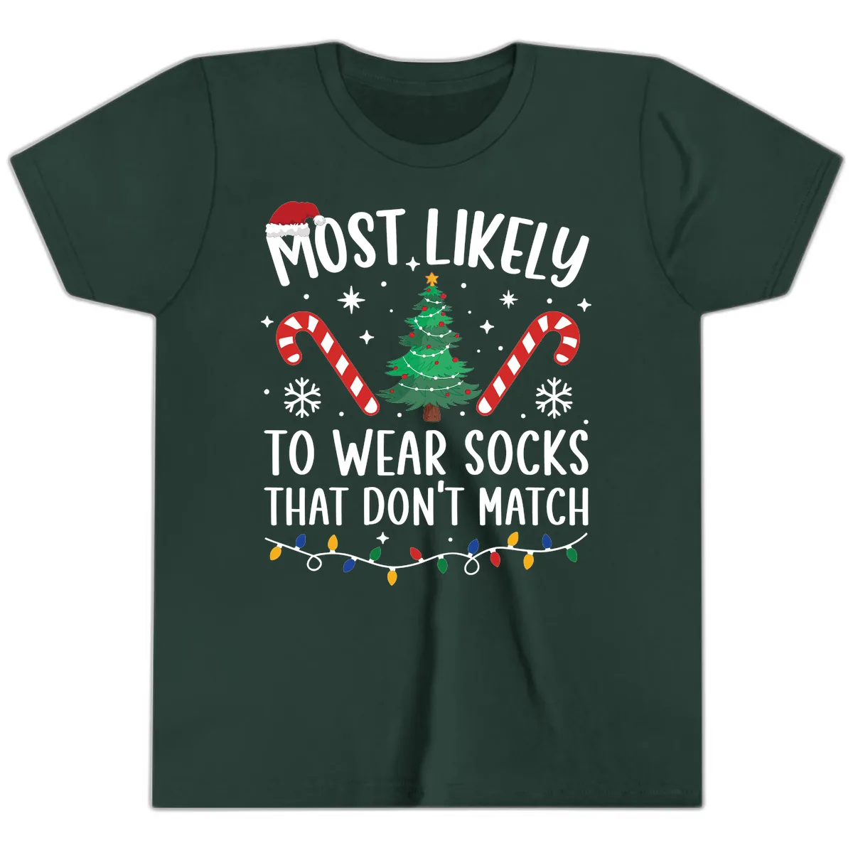 Most Likely To Wear Mismatched Socks Youth T-Shirt in Forest