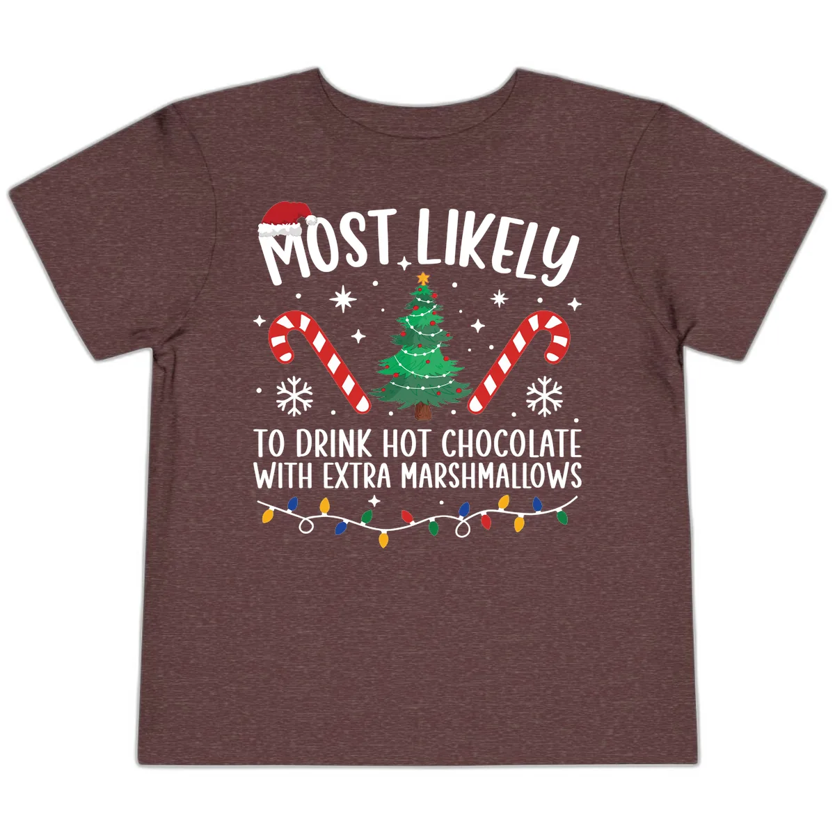Most Likely To Drink Hot Chocolate Toddler T-Shirt in Heather Maroon