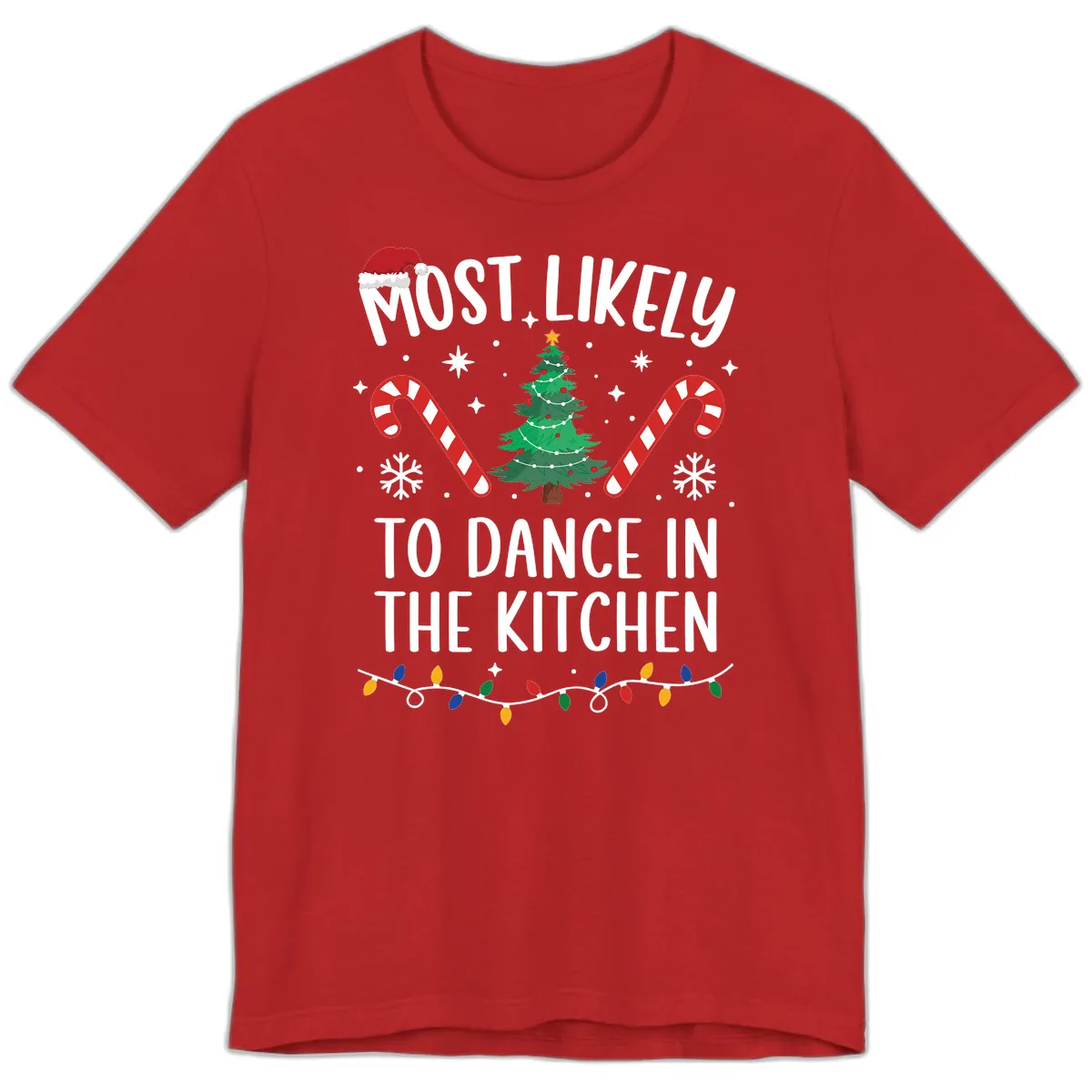 Most Likely To Dance In The Kitchen Christmas Premium T-Shirt in Red