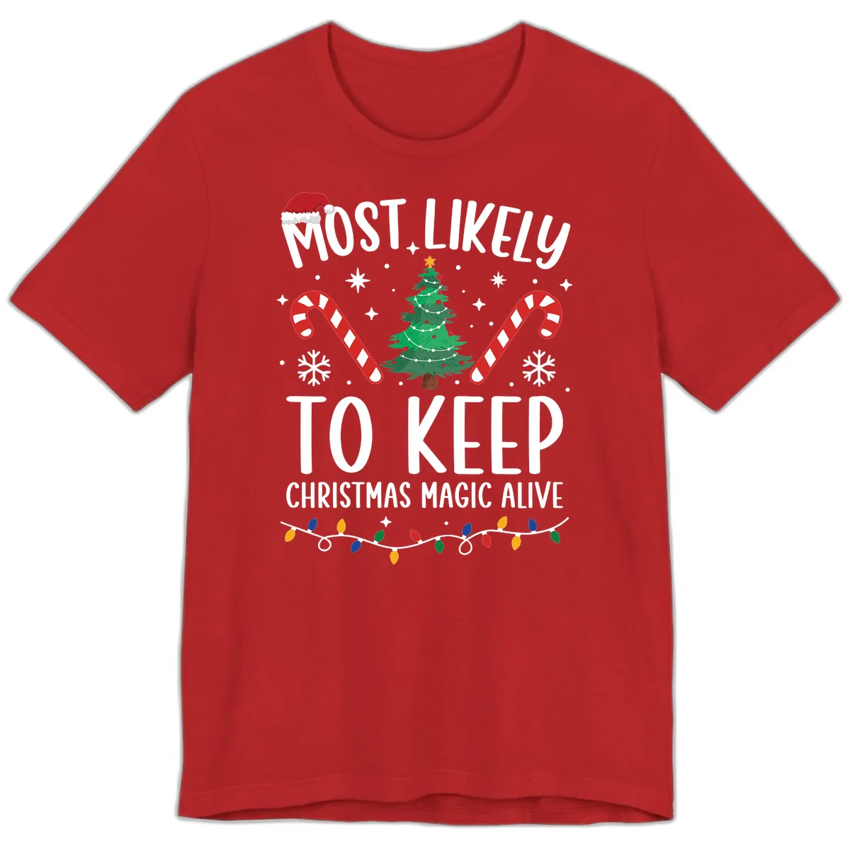 Most Likely To Keep Christmas Magic Alive Premium T-Shirt in Red
